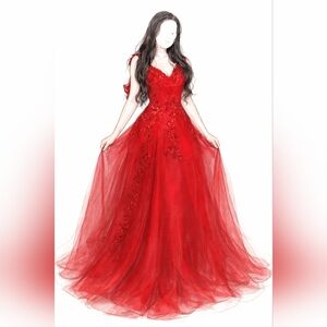 Elegant Red Evening Gown